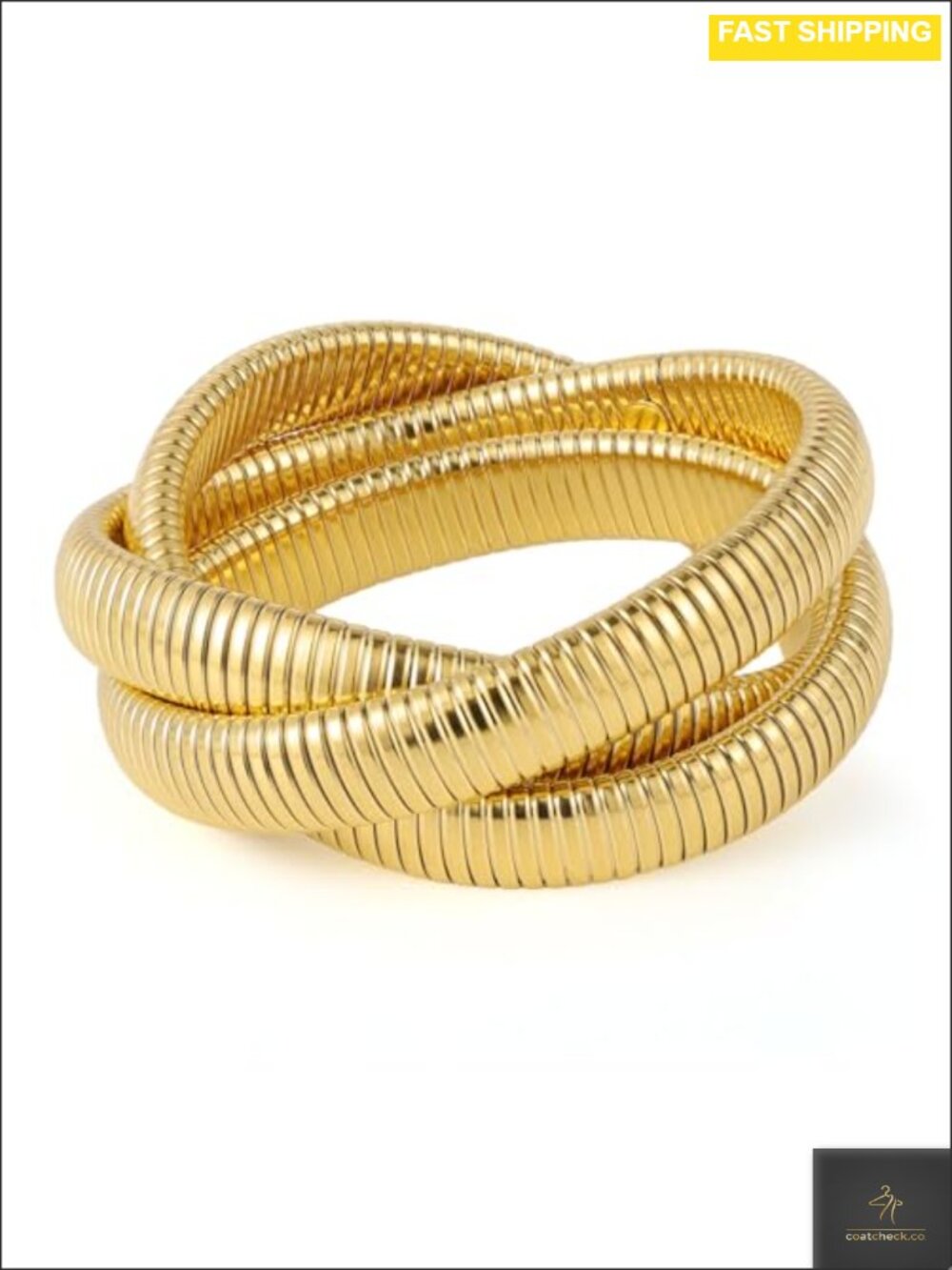 Gold Plated Stainless Steel Stretch Bangle Bracelet Set Stackable Stack